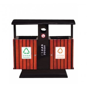 供應(yīng)鋼木垃圾桶美天環(huán)保廠家直銷